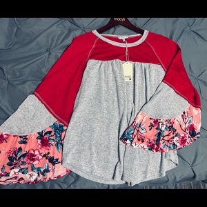 Colorful Blouse with bell sleeves